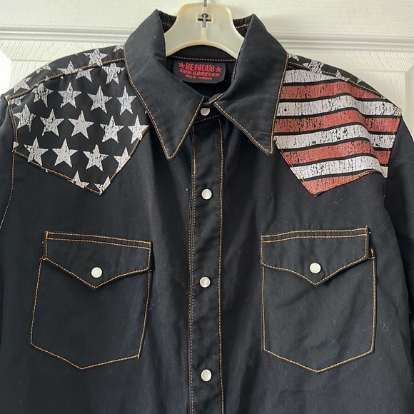 Vintage Serious Los Angeles City of Rockers Snap Up Shirt Size Medium - Picture 2 of 6
